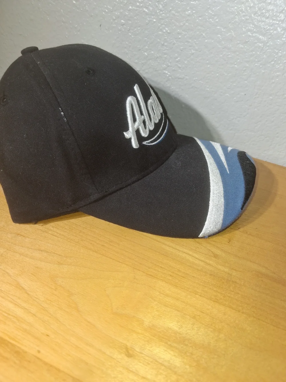 Kids Black Baseball Cap with Blue & Gray Accent